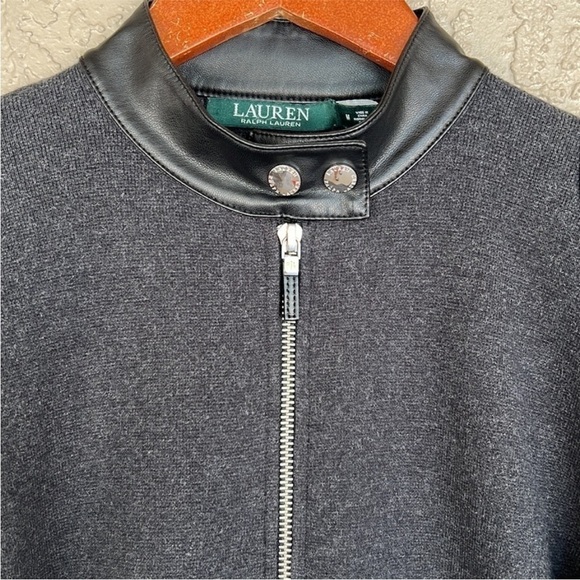 Lauren Ralph Lauren Faux Leather Trim Moto Jacket Size M - Picture 6 of 12